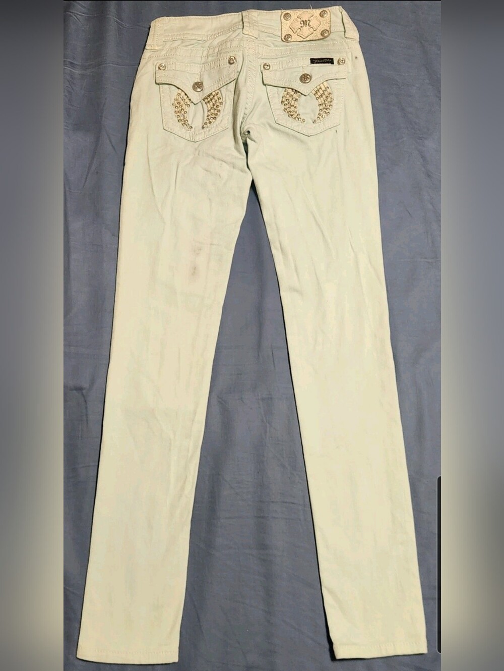 Miss Me Women's Skinny Jeans Size 24 Icy Blue Embellished Denim - Picture 2 of 15